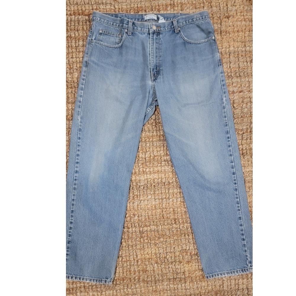 COVINGTON Mens Light Wash Denim Jeans 38x32 Classic Straight Leg Cotton